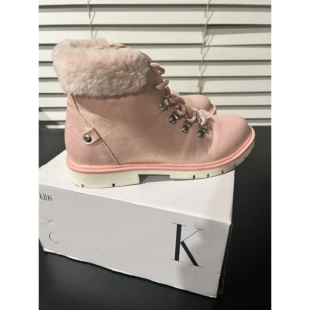 DREAM PAIRS Kids Girls Boys Ankle Booties Side Zipper Fashion Warm Snow Boots 4